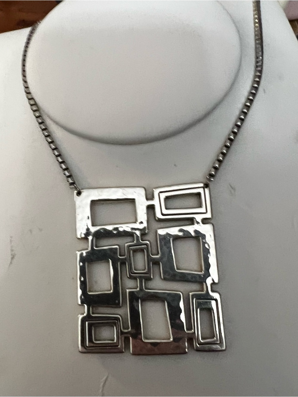 Geometric Silver Tone Statement Necklace Brighton - Picture 12 of 12